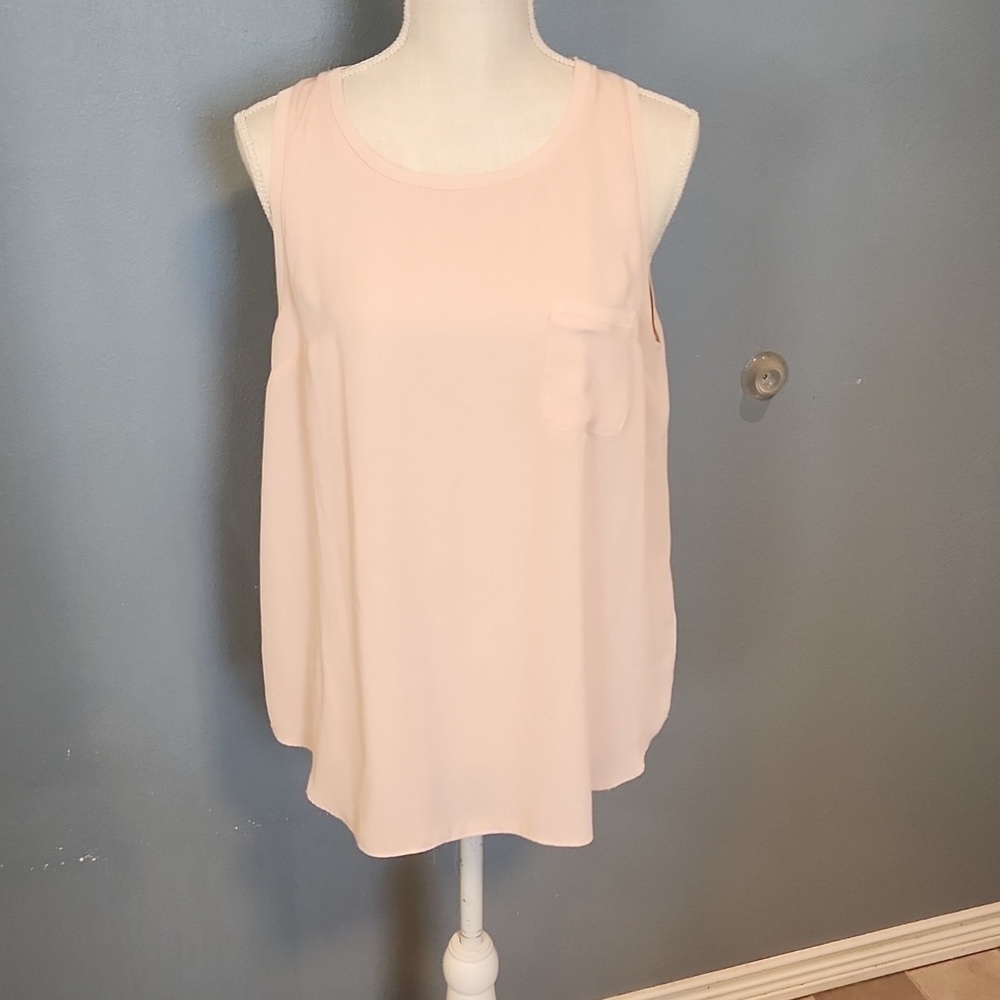 Mossimo blush pink high low one pocket tank top blouse